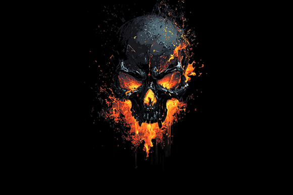 Abstract Dark Flaming Skull Art: A Fusion of Darkness and Fire