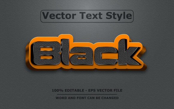 Black Vector Text Effect – Editable Bold for Modern Design