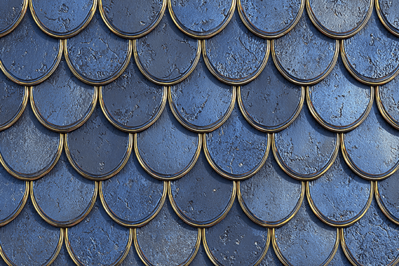 Blue Metallic Scale Pattern Texture Back