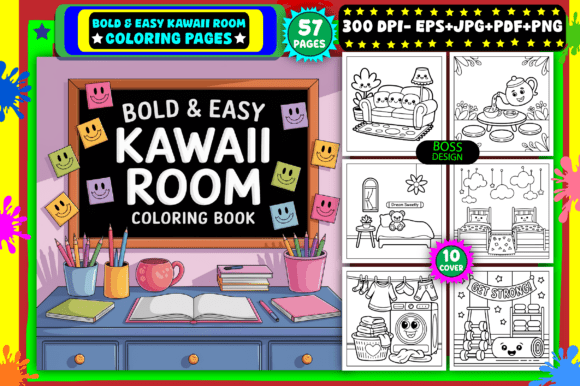 Bold Easy Kawaii Room Coloring Pages