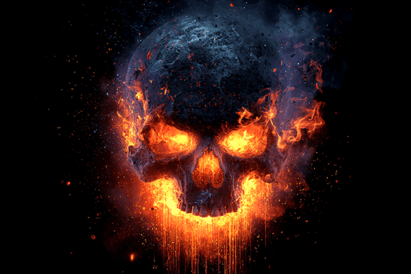 Burning Skull with Fiery Flames: A Powerful Visual Statement for Modern Creatives