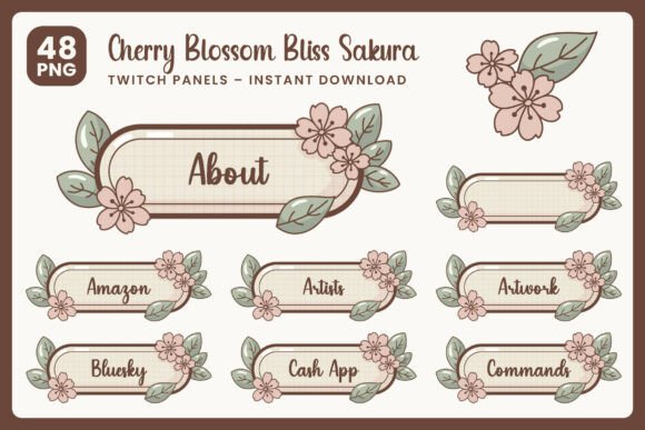 Cherry Blossom Bliss Sakura Panels for Aesthetic and Dreamy Twitch Streams