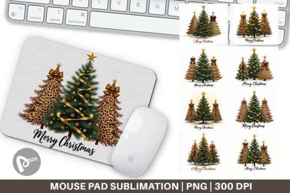 Chic Leopard Print Christmas Tree Mouse