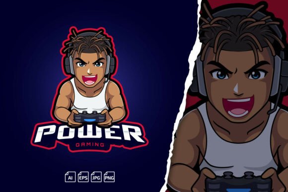 Dreadlock Haired Gamer Logo: Unique Design for Your Brand