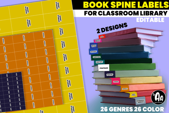 Genres Book Spine Label, Library Sticker for Classroom Organization