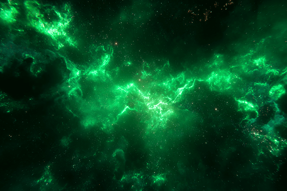 Green Cosmic Nebula Space Background