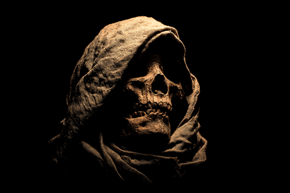 Hooded Skull in Dark Shadows