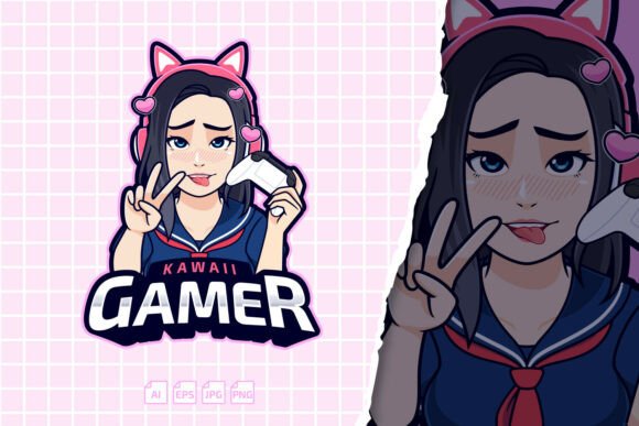 Kawaii Gamer Girl Logo Streamer: A Stylish Solution for Your Gaming Brand