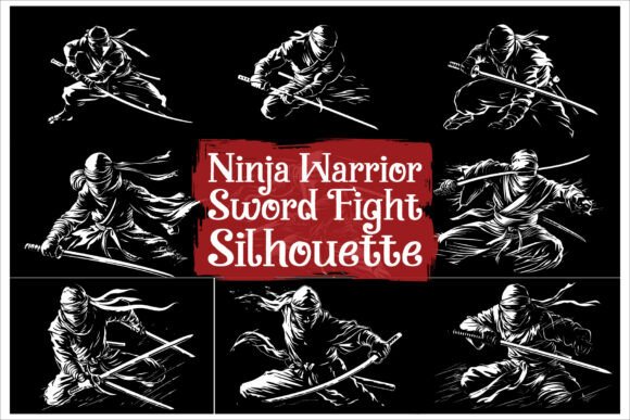 Martial Arts Ninja Silhouette Set