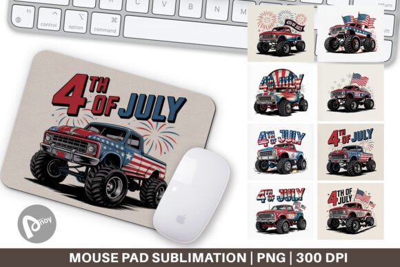 Mouse Pad 4th of July Monster Truck