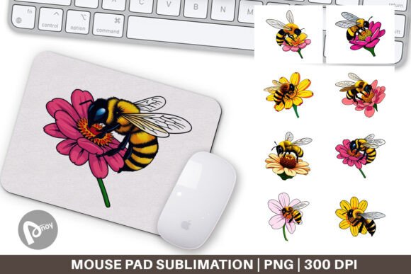 Mouse Pad Bee on Flower