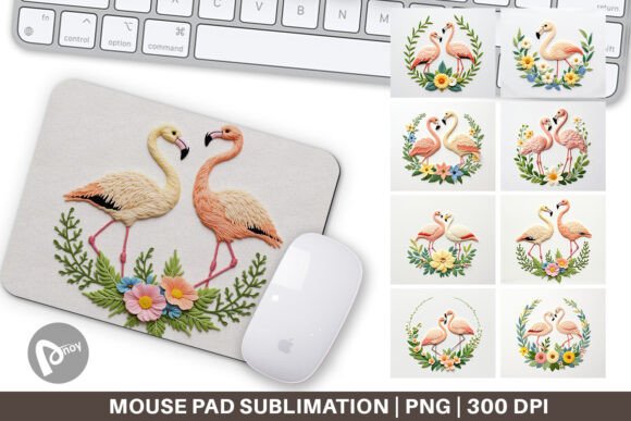 Mouse Pad Flamingo Embroidery and Sublimation Mouse Pad: A Stylish Addition to Your Workspace
