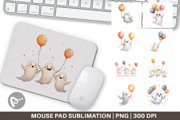 Mouse Pad Ghost Spooky Balloons