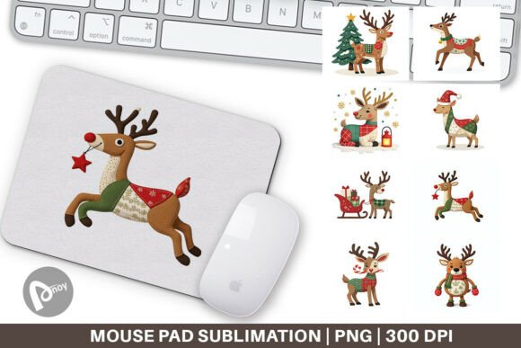 Mouse Pad Patchwork Reindeer