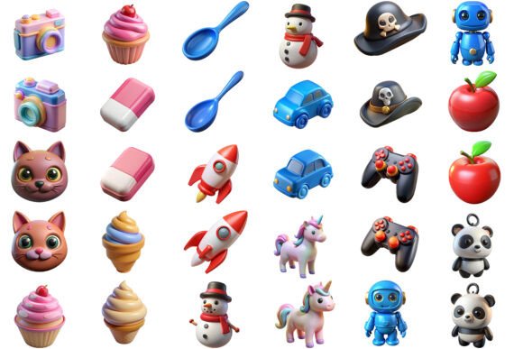 Playful 3D Plastic Icons Cute Cartoon: A World of Whimsy and Functionality