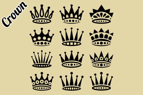 Royal Black Crown Clipart Collection