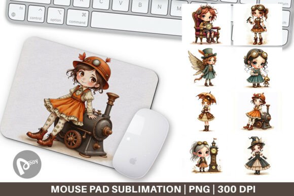 Steampunk Mouse Pads with Dolls