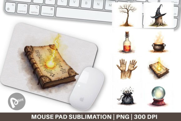 Vintage Witchcraft Object Mouse Pad: A Magical Touch for Your Workspace