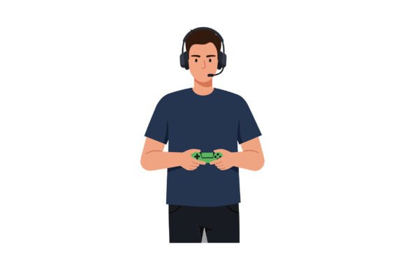 Young Man Holding a Game Controller While Immersed in Gaming