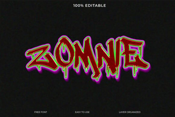 Zombie 3D Text Effect Blood Dripping